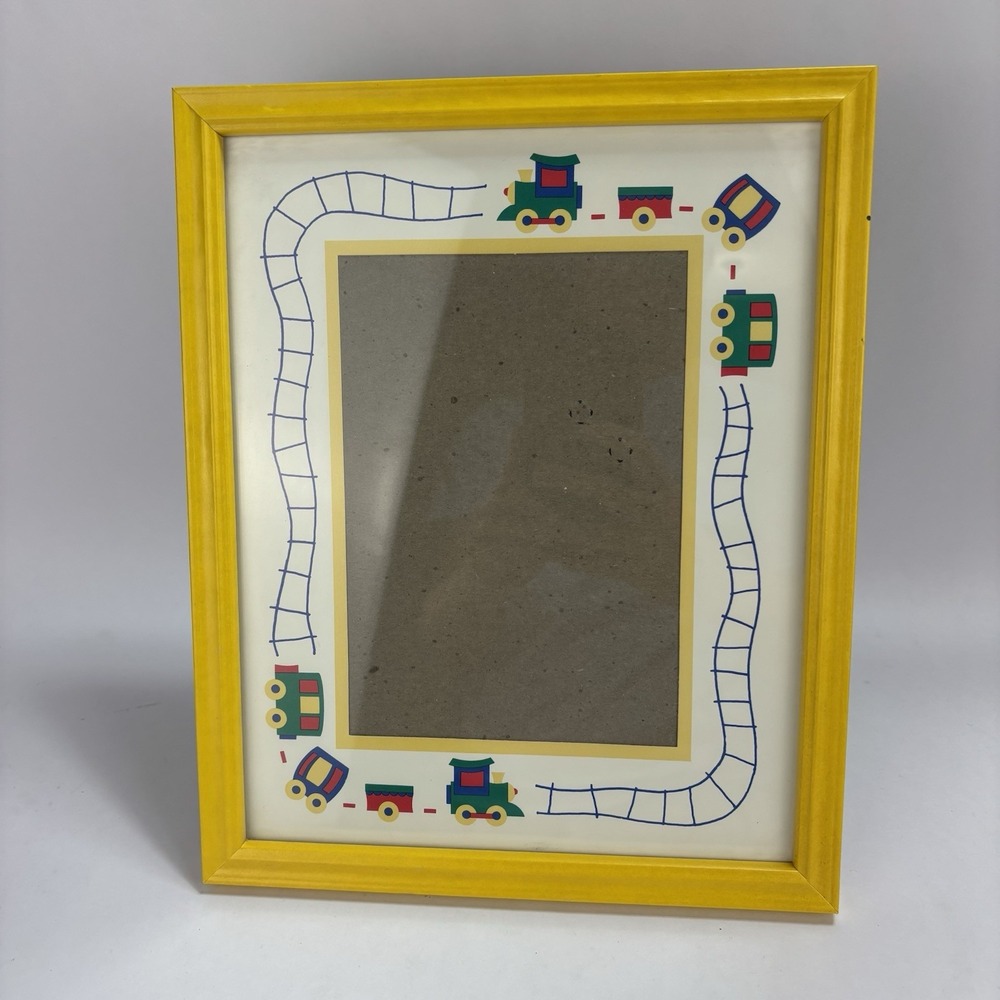 Vintage Train Picture Frame Boys Room Decor Choo Choo Yellow